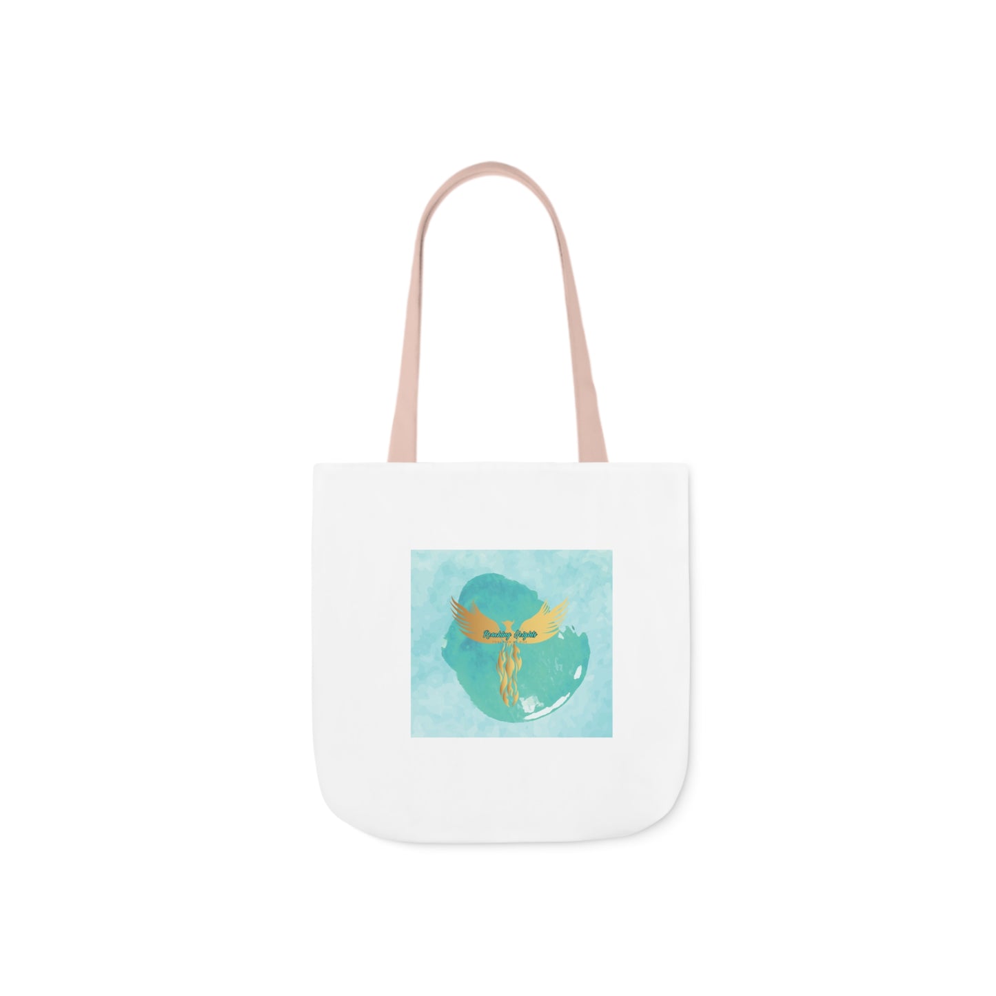 White: RH Splash: Light Blue Font: Canvas Tote Bag, 5-Color Straps