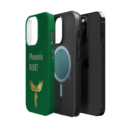 Phoenix Rise: Dark Green: Grey Font: MagSafe Tough Cases