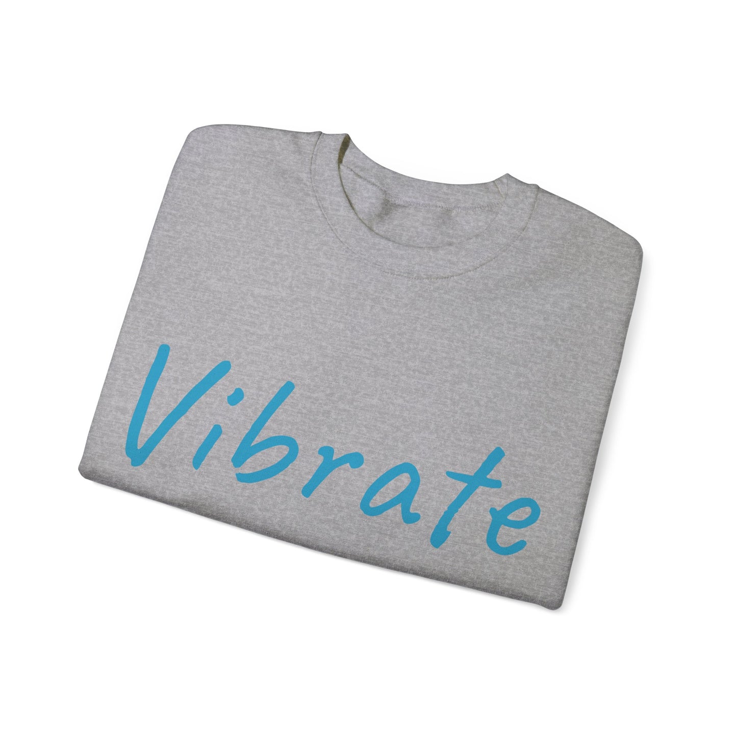 Vibrate Higher: Turquoise font: Unisex Heavy Blend™ Crewneck Sweatshirt