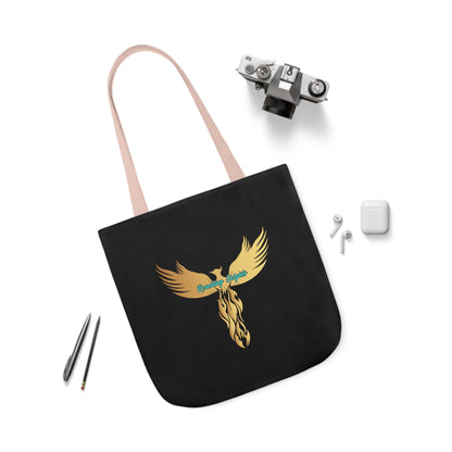 Black: RH Logo: Light Grey Font: Phoenix Rise: Canvas Tote Bag, 5-Color Straps