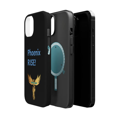 Phoenix Rise: Black: Light Blue Font: MagSafe Tough Cases