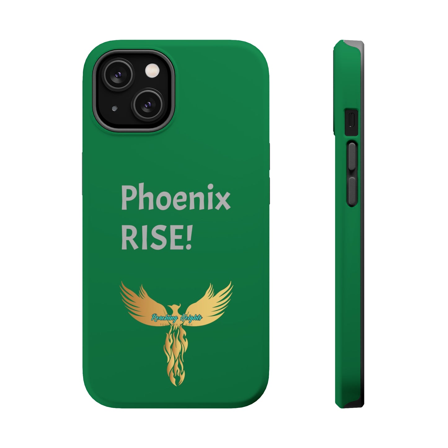 Phoenix Rise: Dark Green: Grey Font: MagSafe Tough Cases