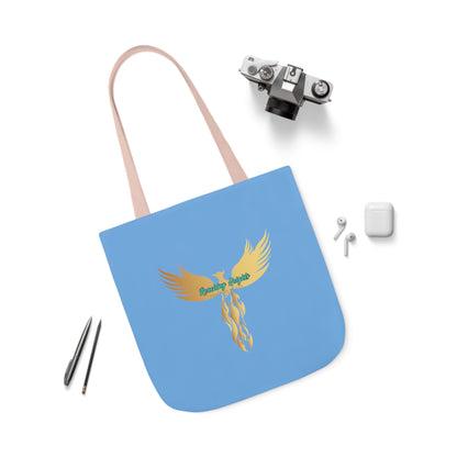 Light Blue: RH Logo: White Font: Phoenix Rise: Canvas Tote Bag, 5-Color Straps