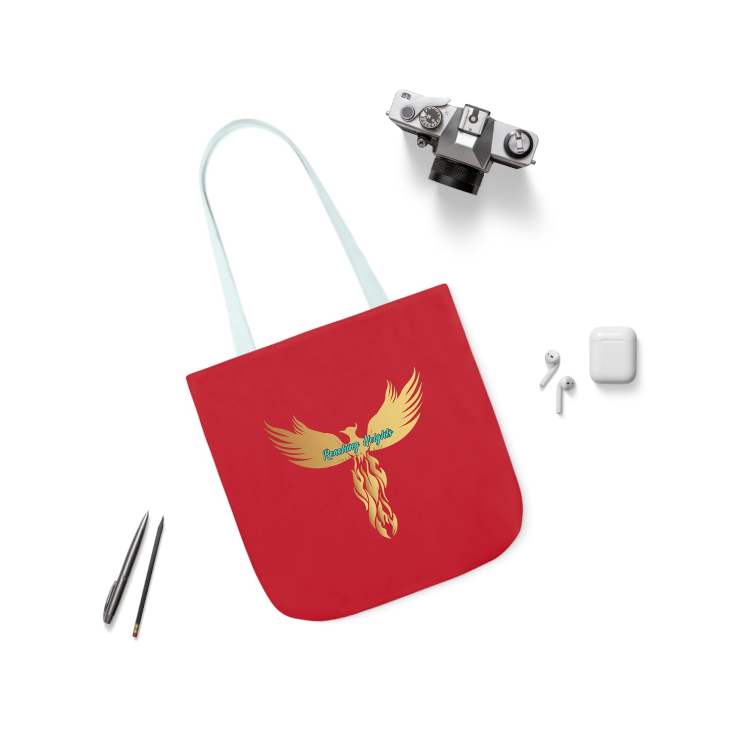 Red: RH Logo: White Font: No is Not an Option: Canvas Tote Bag, 5-Color Straps