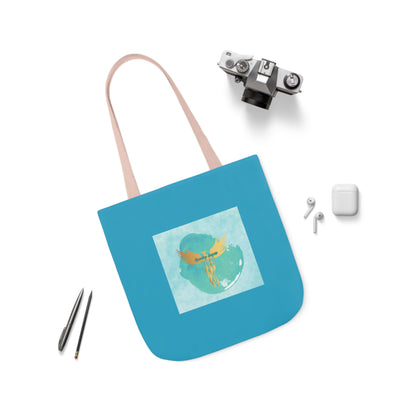 Turquoise: RH Splash: White Font: Canvas Tote Bag, 5-Color Straps