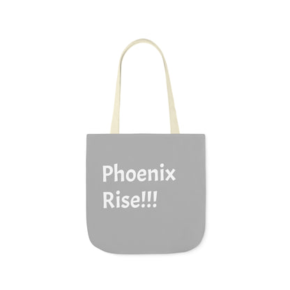 Light Grey: RH Logo: White Font: Phoenix Rise: Canvas Tote Bag, 5-Color Straps