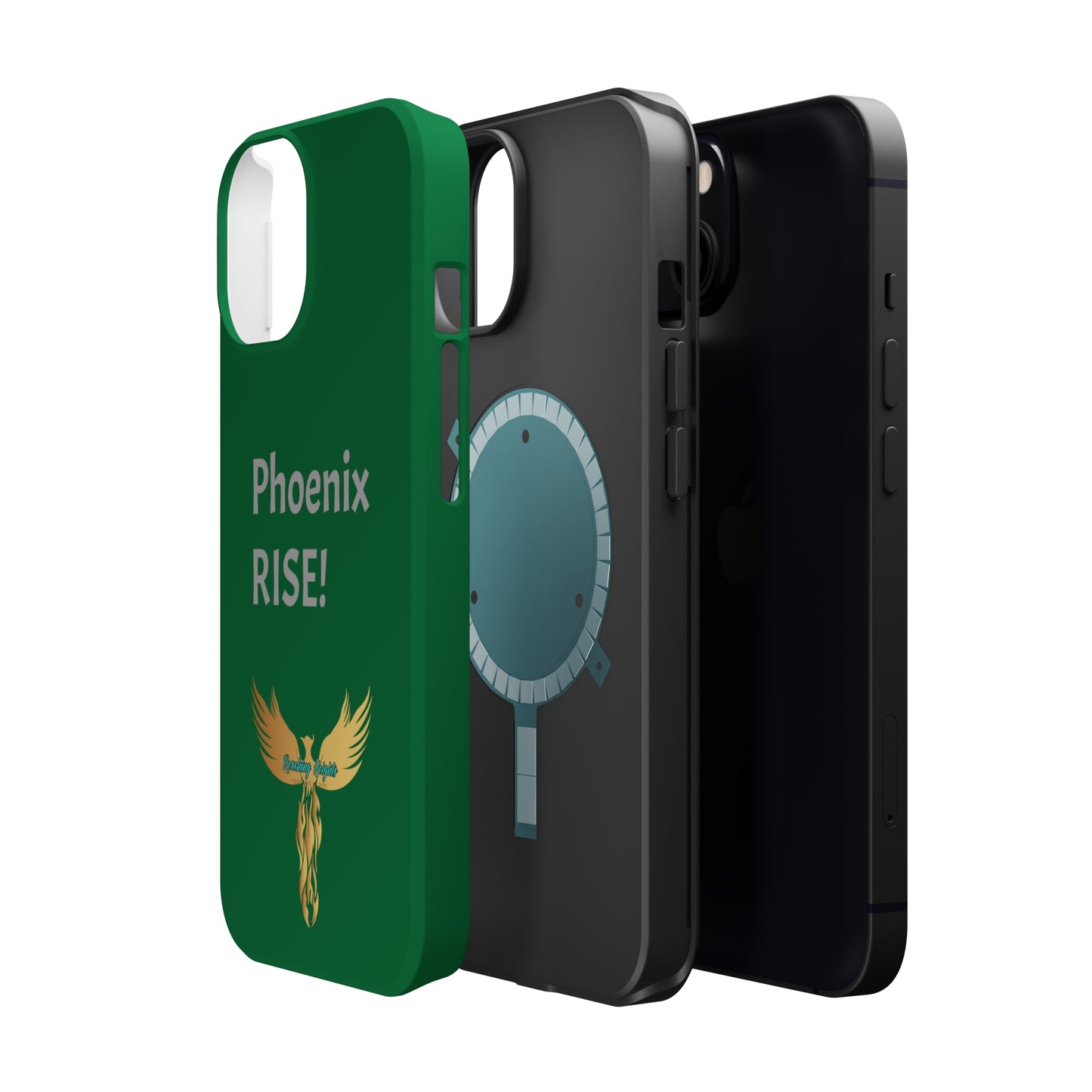 Phoenix Rise: Dark Green: Grey Font: MagSafe Tough Cases