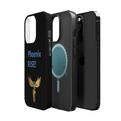 Phoenix Rise: Black: Light Blue Font: MagSafe Tough Cases