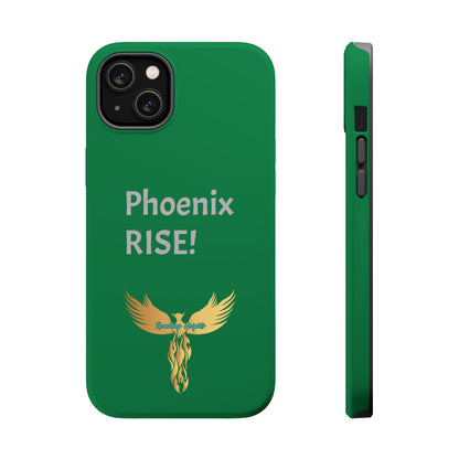 Phoenix Rise: Dark Green: Grey Font: MagSafe Tough Cases