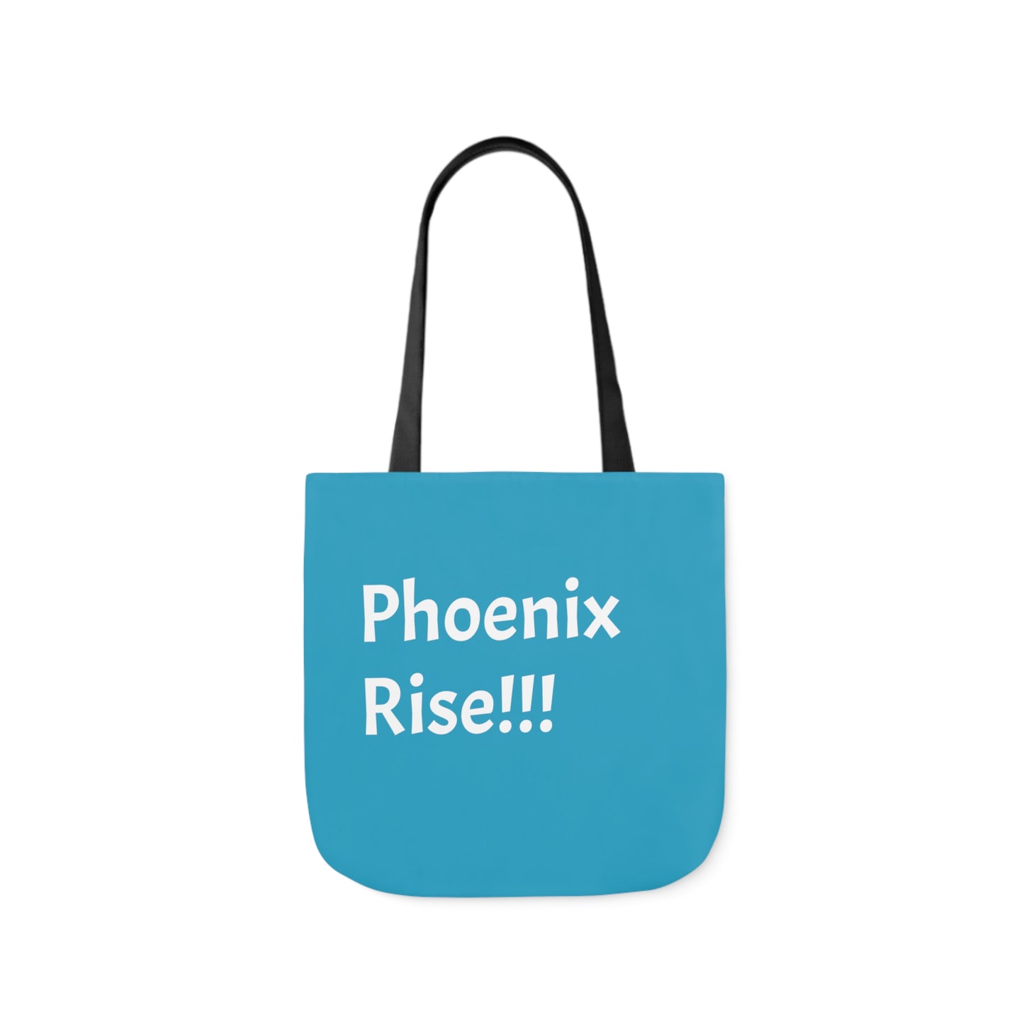 Turquoise: RH Logo: White Font: Phoenix Rise: Canvas Tote Bag, 5-Color Straps