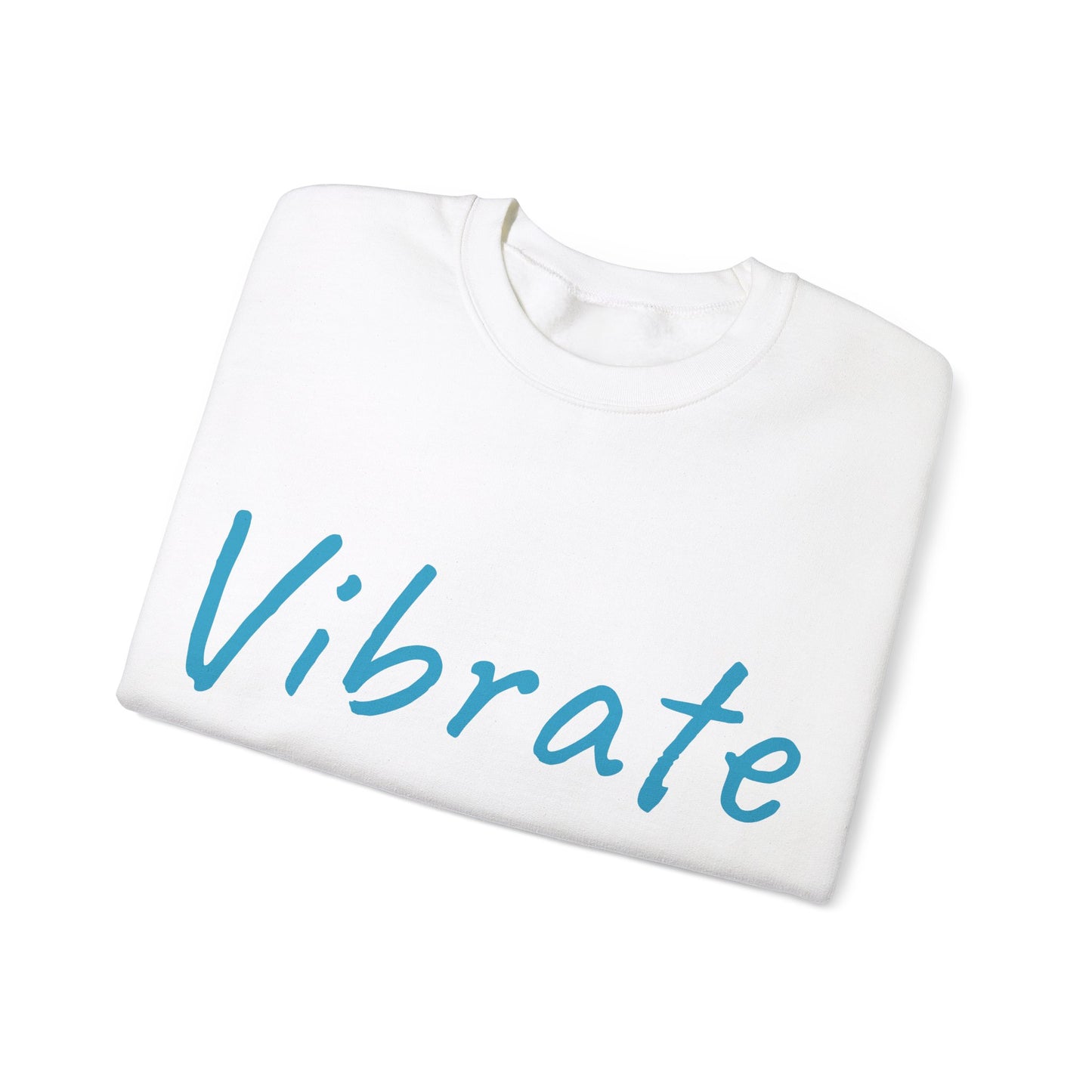 Vibrate Higher: Turquoise font: Unisex Heavy Blend™ Crewneck Sweatshirt