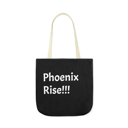 Black: RH Logo: White Font: Phoenix Rise: Canvas Tote Bag, 5-Color Straps