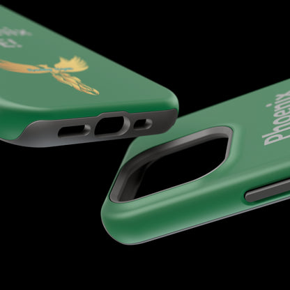 Phoenix Rise: Dark Green: Grey Font: MagSafe Tough Cases