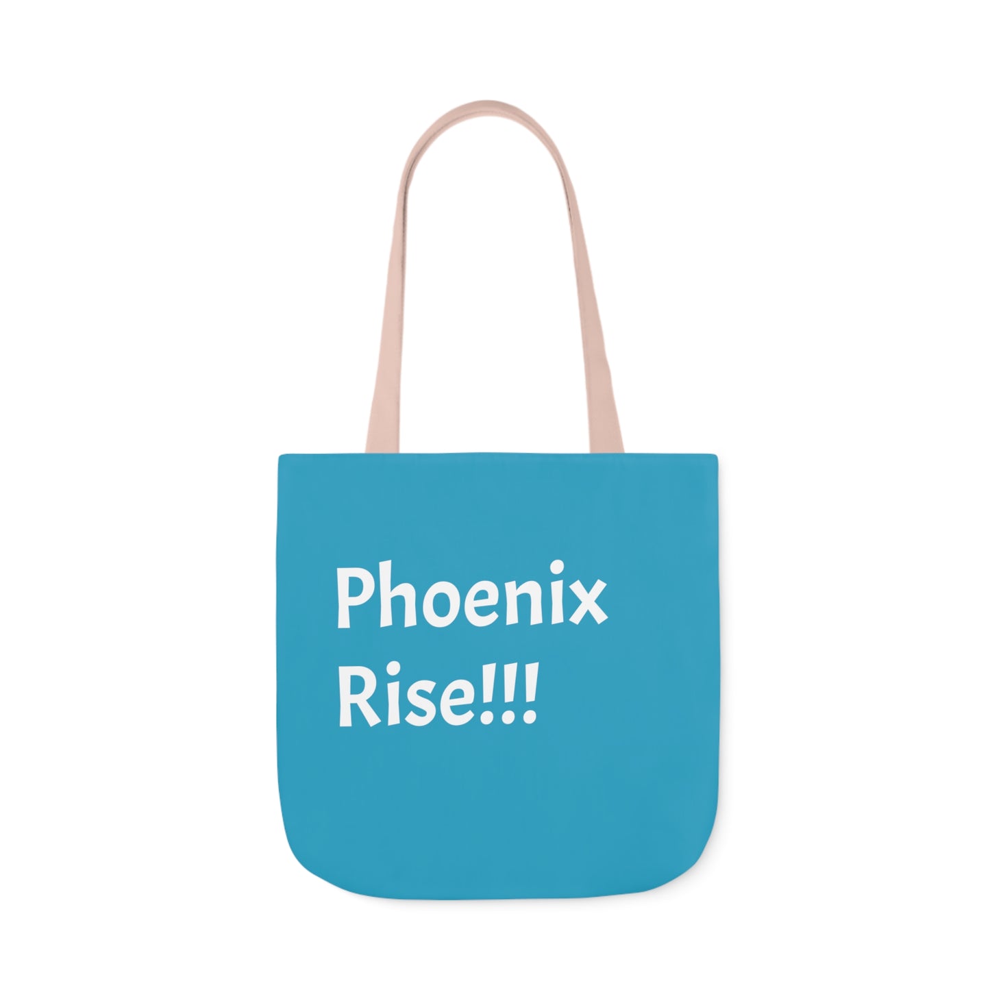 Turquoise: RH Logo: White Font: Phoenix Rise: Canvas Tote Bag, 5-Color Straps