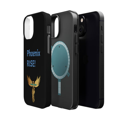 Phoenix Rise: Black: Light Blue Font: MagSafe Tough Cases