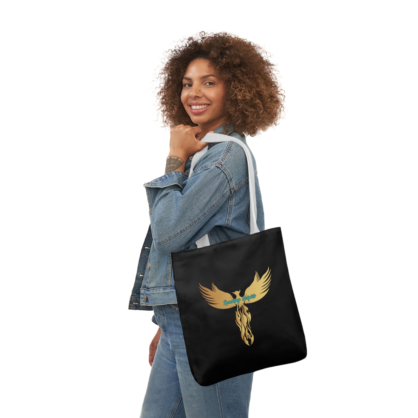 Black: RH Logo: White Font: Phoenix Rise: Canvas Tote Bag, 5-Color Straps