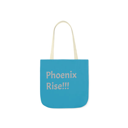 Turquoise: RH Logo: Grey Font: Phoenix Rise: Canvas Tote Bag, 5-Color Straps