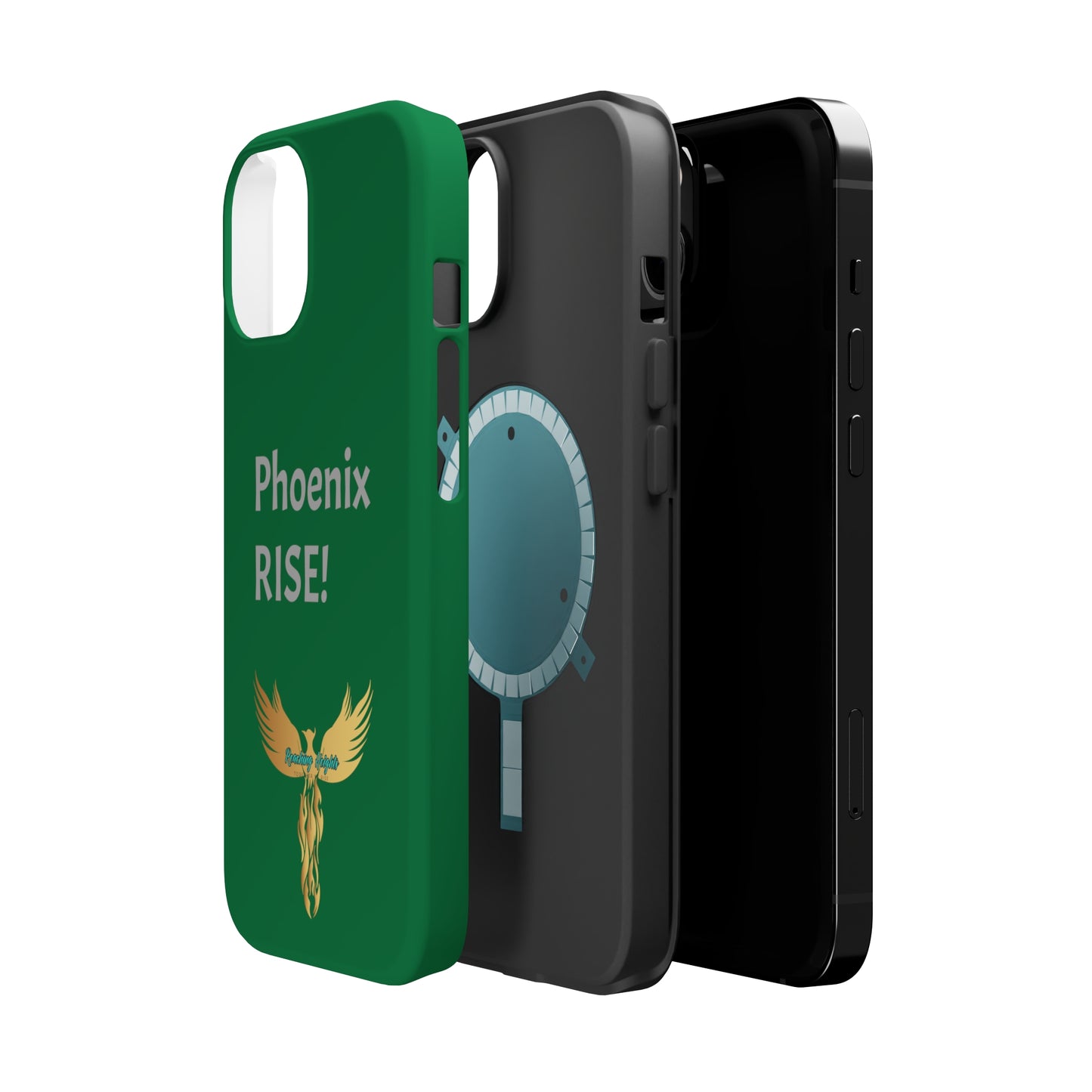 Phoenix Rise: Dark Green: Grey Font: MagSafe Tough Cases