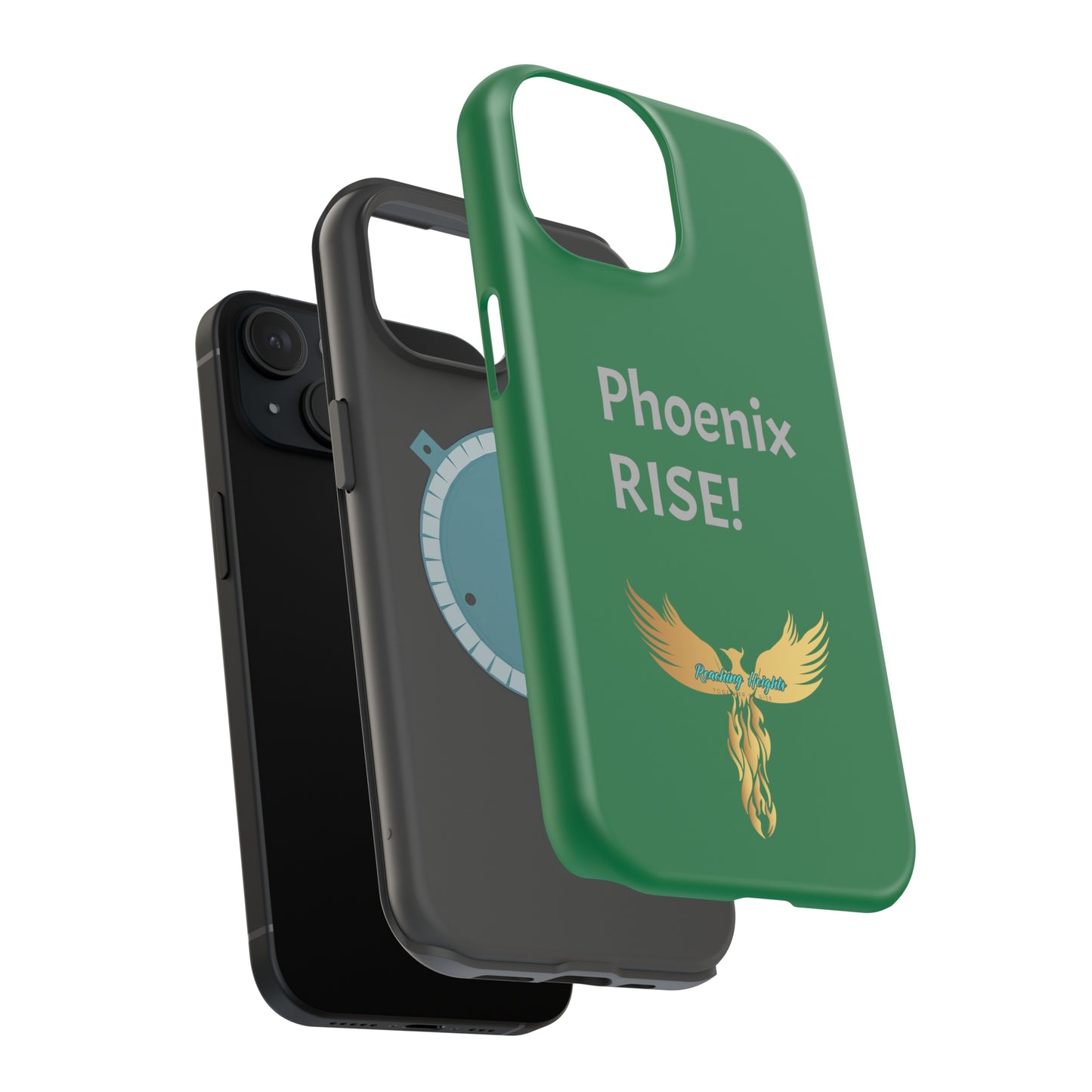 Phoenix Rise: Dark Green: Grey Font: MagSafe Tough Cases