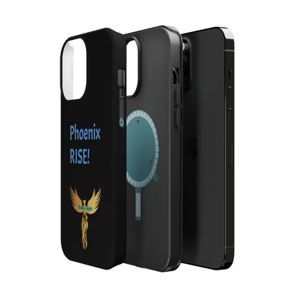 Phoenix Rise: Black: Light Blue Font: MagSafe Tough Cases