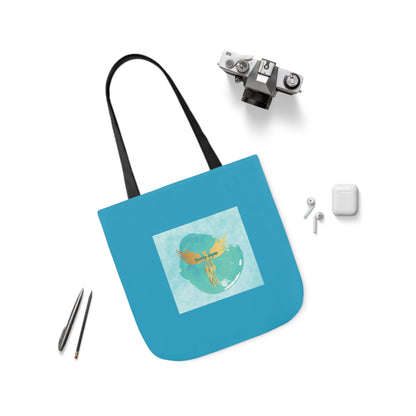 Turquoise: RH Splash: White Font: Canvas Tote Bag, 5-Color Straps