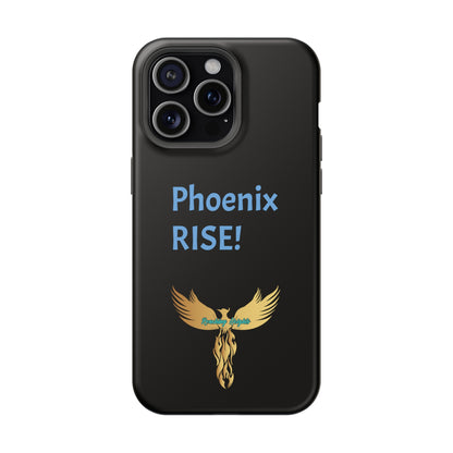 Phoenix Rise: Black: Light Blue Font: MagSafe Tough Cases