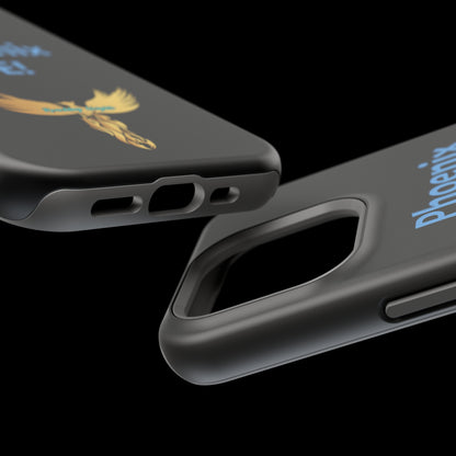 Phoenix Rise: Black: Light Blue Font: MagSafe Tough Cases