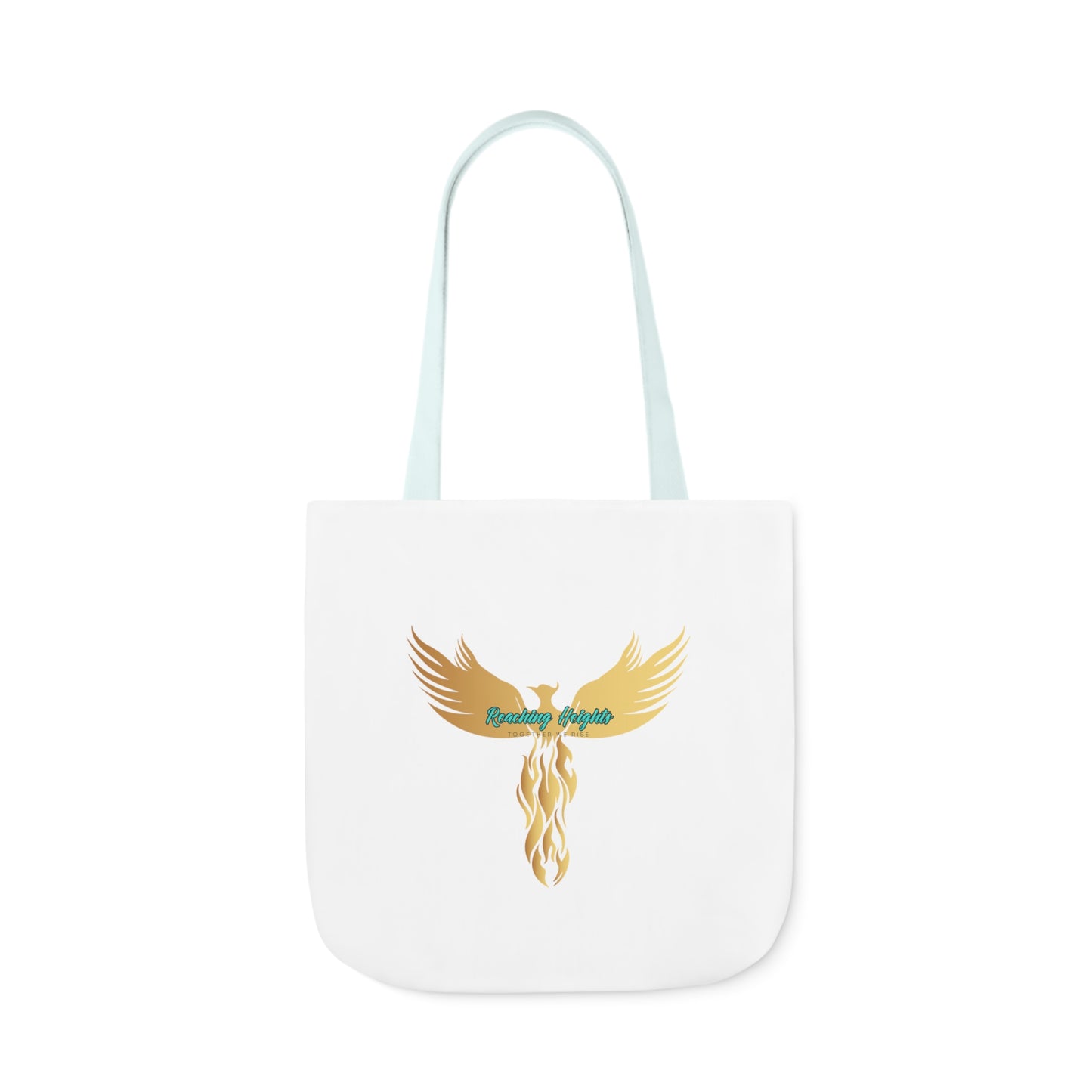 White: RH Logo: Light Blue Font: Phoenix Rise: Canvas Tote Bag, 5-Color Straps