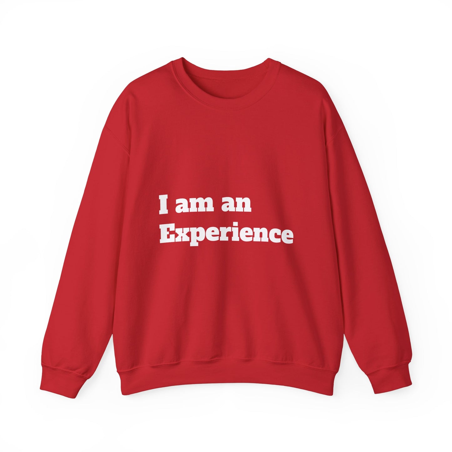 I am an Experience: White font: Unisex Heavy Blend™ Crewneck Sweatshirt