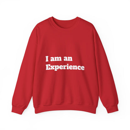 I am an Experience: White font: Unisex Heavy Blend™ Crewneck Sweatshirt