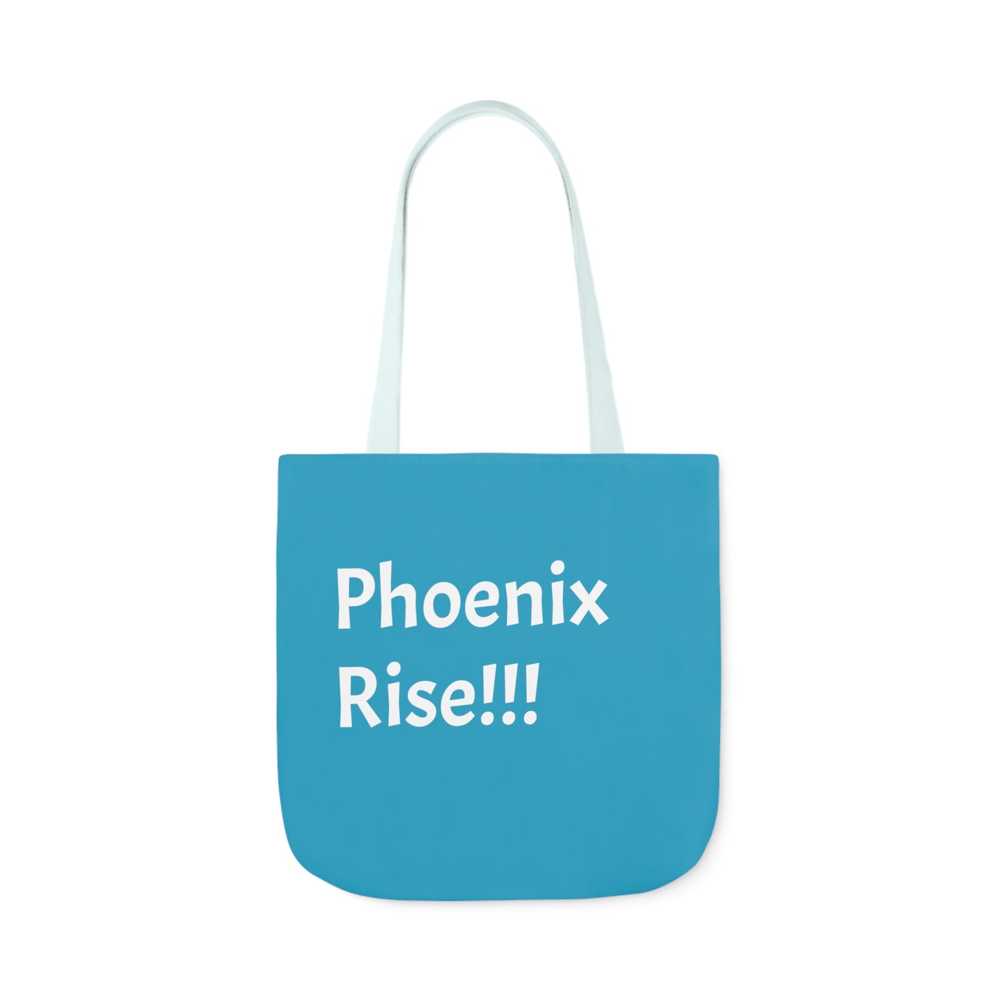 Turquoise: RH Logo: White Font: Phoenix Rise: Canvas Tote Bag, 5-Color Straps