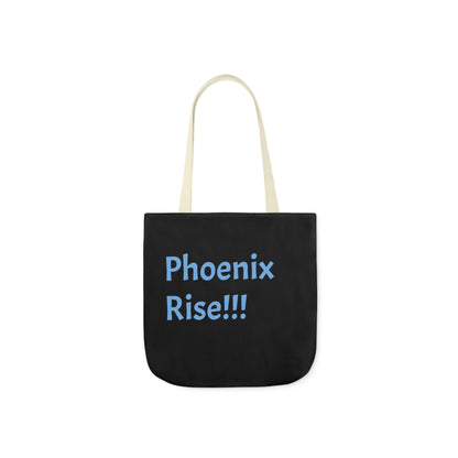 Black: RH Logo: Light Blue Font: Phoenix Rise: Canvas Tote Bag, 5-Color Straps