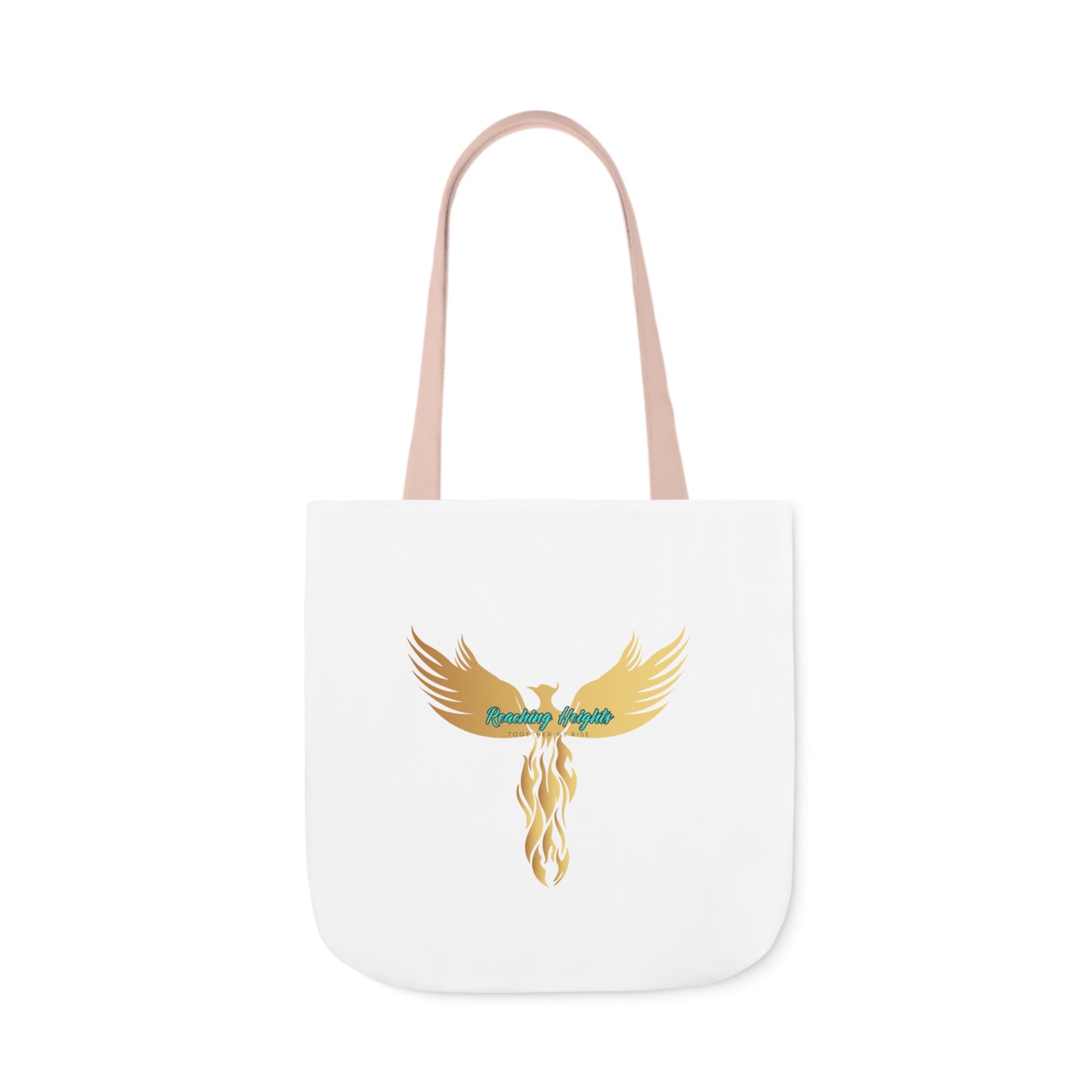 White: RH Logo: Light Blue Font: Phoenix Rise: Canvas Tote Bag, 5-Color Straps