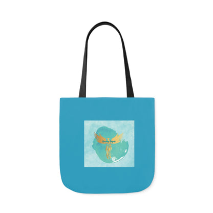 Turquoise: RH Splash: White Font: Canvas Tote Bag, 5-Color Straps