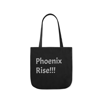 Black: RH Logo: Light Grey Font: Phoenix Rise: Canvas Tote Bag, 5-Color Straps