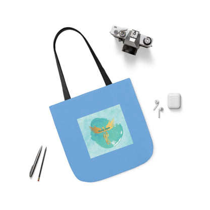 Light Blue: RH Splash: White Font: Canvas Tote Bag, 5-Color Straps