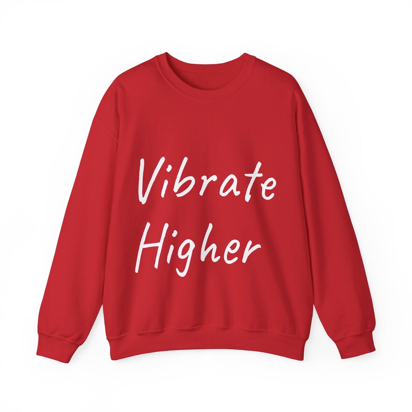 Vibrate Higher: White font: Unisex Heavy Blend™ Crewneck Sweatshirt