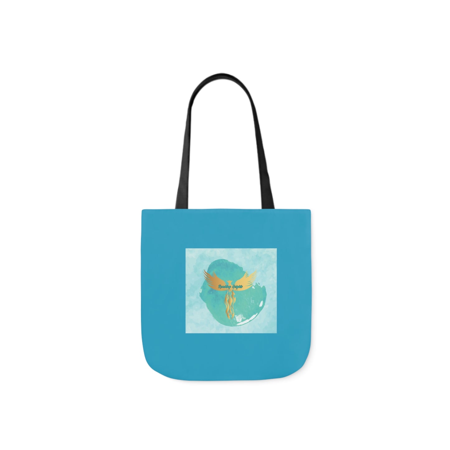 Turquoise: RH Splash: White Font: Canvas Tote Bag, 5-Color Straps