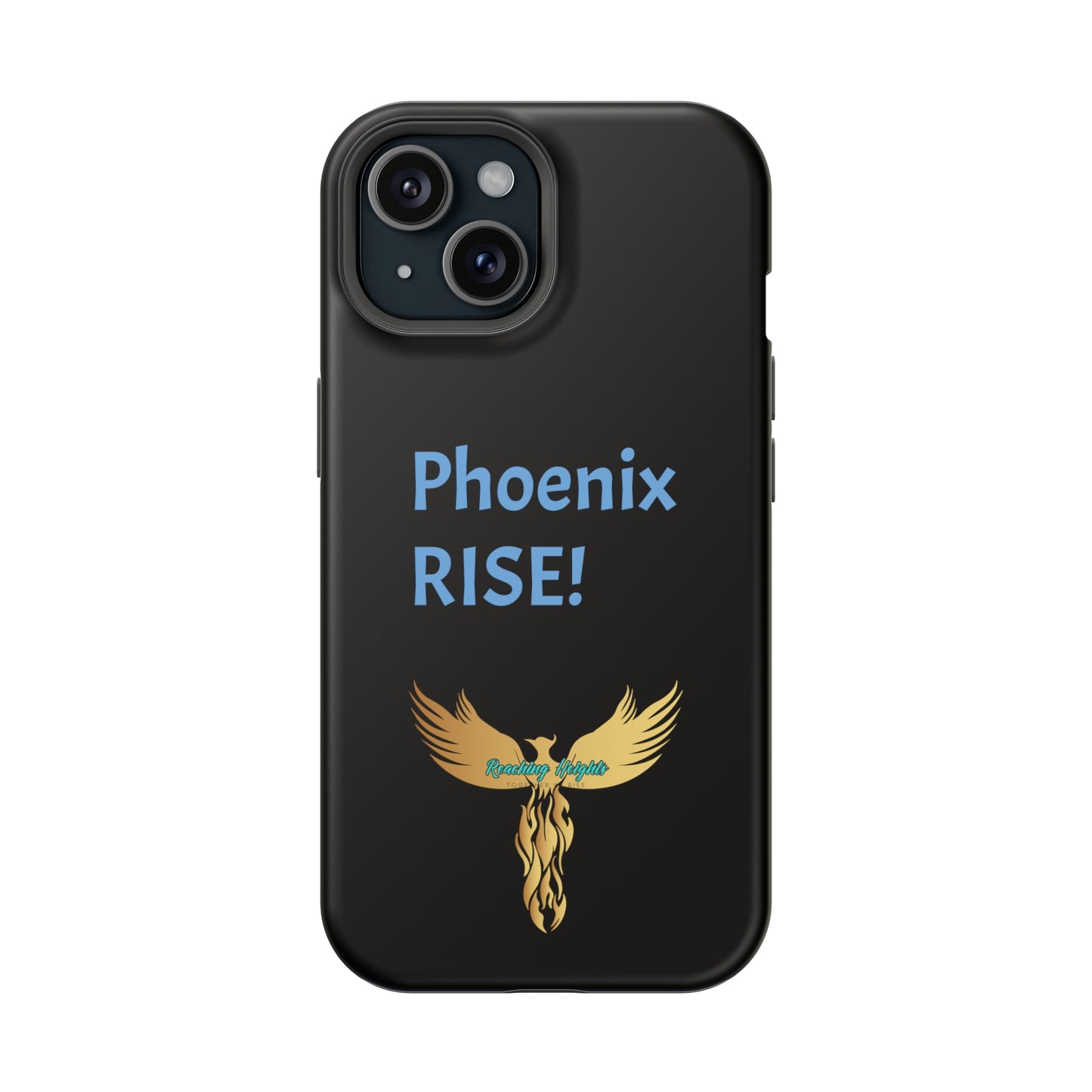 Phoenix Rise: Black: Light Blue Font: MagSafe Tough Cases