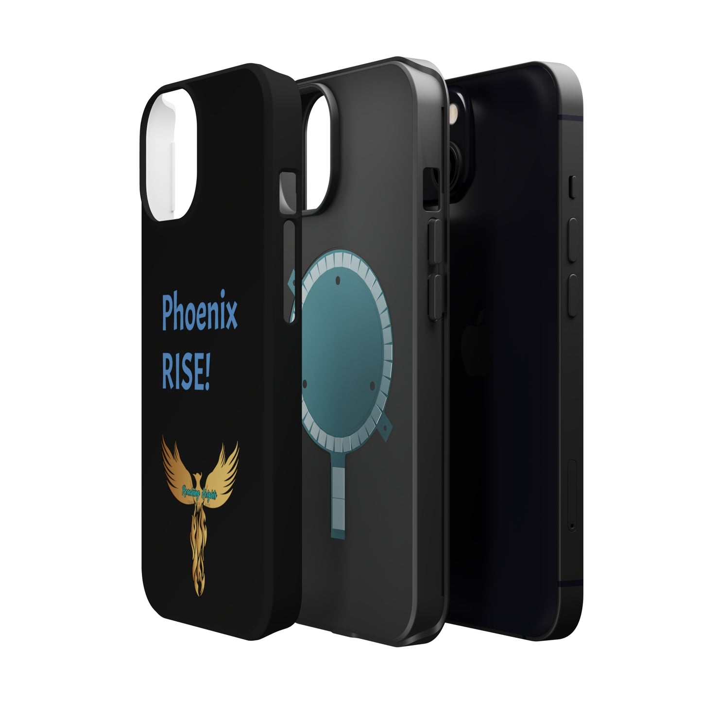 Phoenix Rise: Black: Light Blue Font: MagSafe Tough Cases