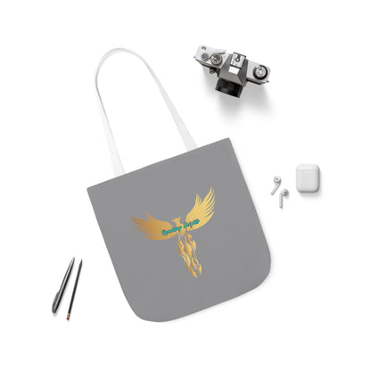 Grey: RH Logo: White Font: Phoenix Rise: Canvas Tote Bag, 5-Color Straps