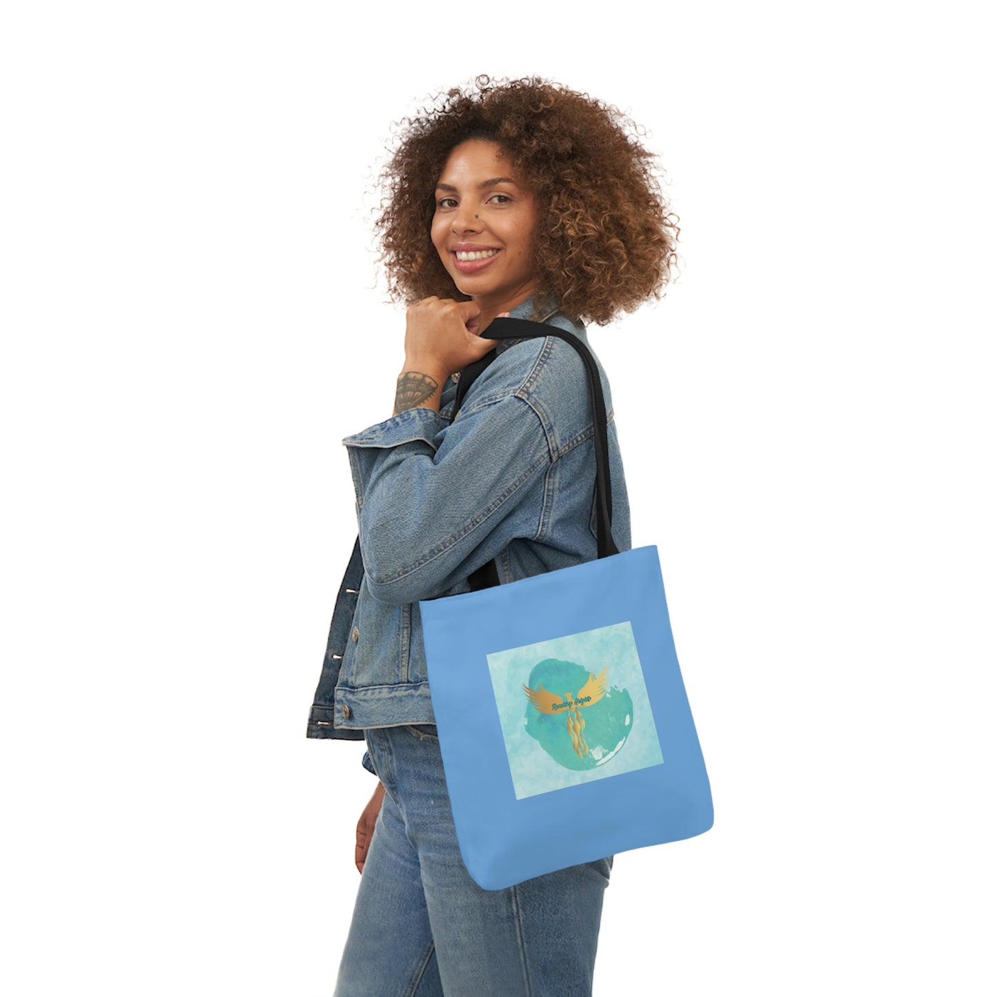 Light Blue: RH Splash: White Font: Canvas Tote Bag, 5-Color Straps