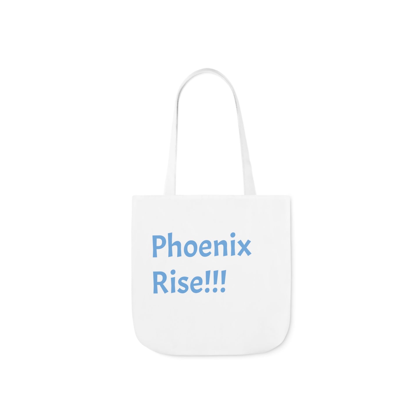 White: RH Logo: Light Blue Font: Phoenix Rise: Canvas Tote Bag, 5-Color Straps