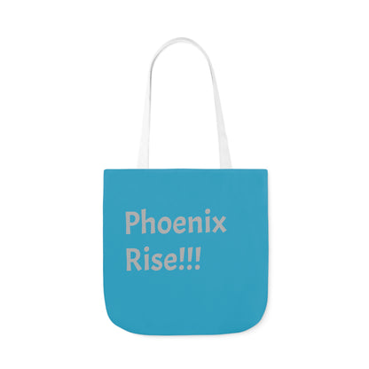 Turquoise: RH Logo: Grey Font: Phoenix Rise: Canvas Tote Bag, 5-Color Straps