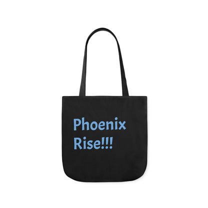 Black: RH Logo: Light Blue Font: Phoenix Rise: Canvas Tote Bag, 5-Color Straps