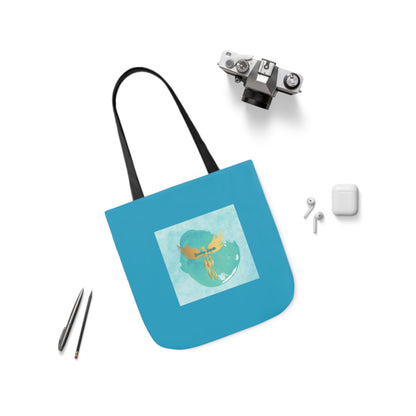 Turquoise: RH Splash: White Font: Canvas Tote Bag, 5-Color Straps