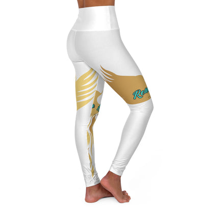 White: High Waisted Yoga Leggings (AOP)