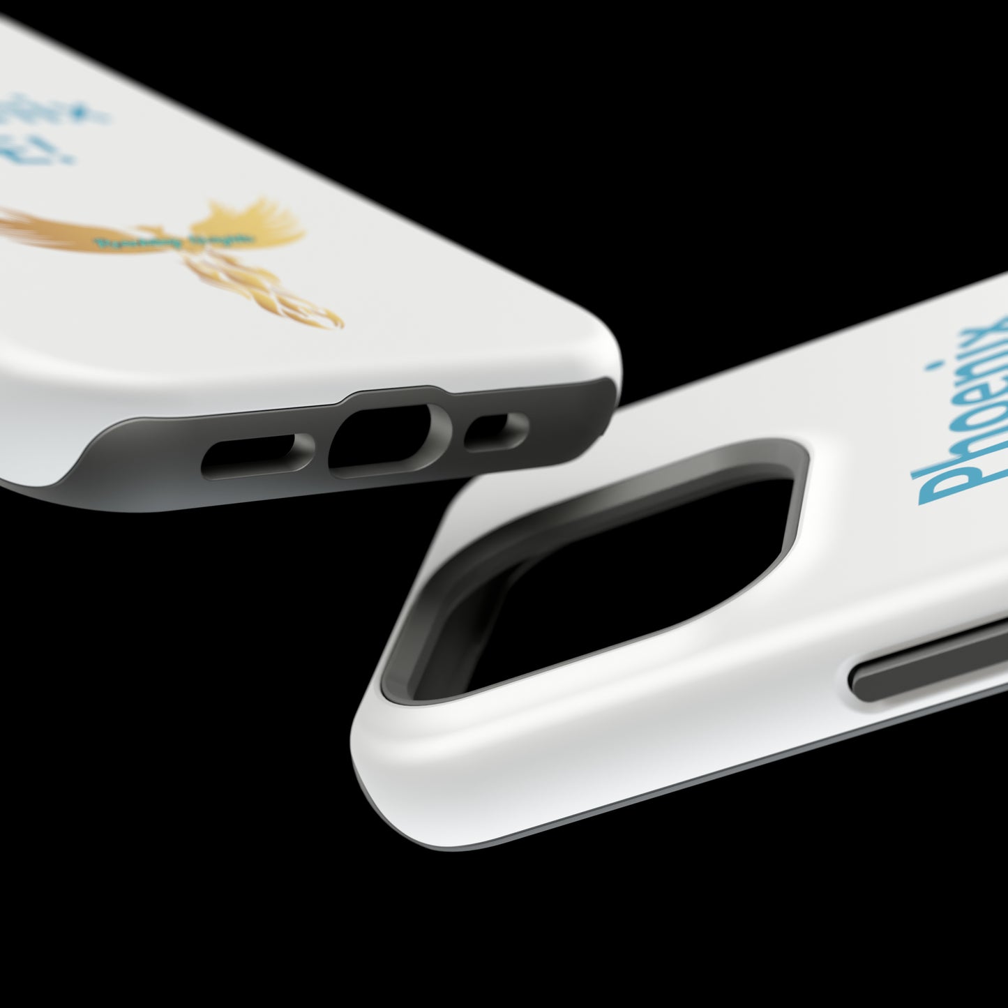 Phoenix Rise: White: Turquoise Font: MagSafe Tough Cases