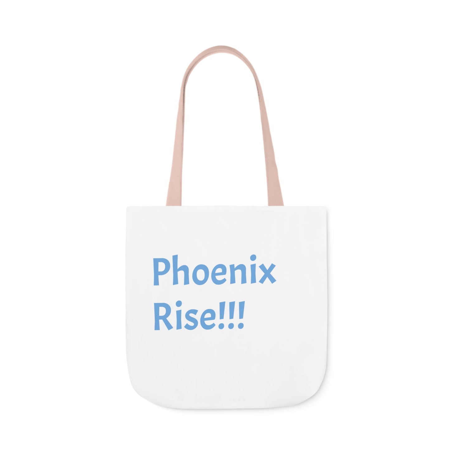 White: RH Logo: Light Blue Font: Phoenix Rise: Canvas Tote Bag, 5-Color Straps