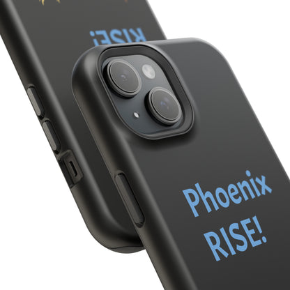 Phoenix Rise: Black: Light Blue Font: MagSafe Tough Cases